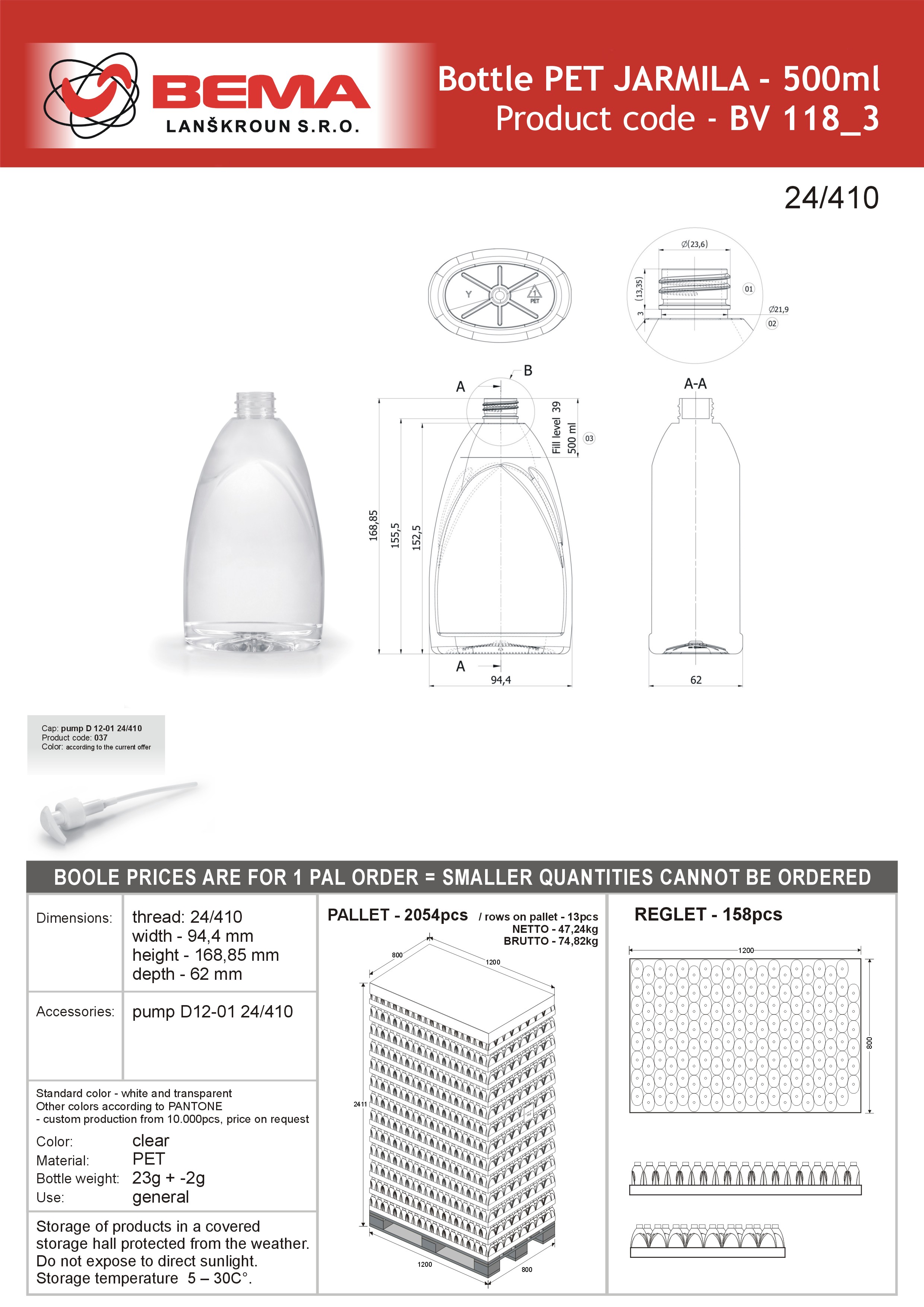 Lahev Jarmila 24-410 500ml 7-1-2021